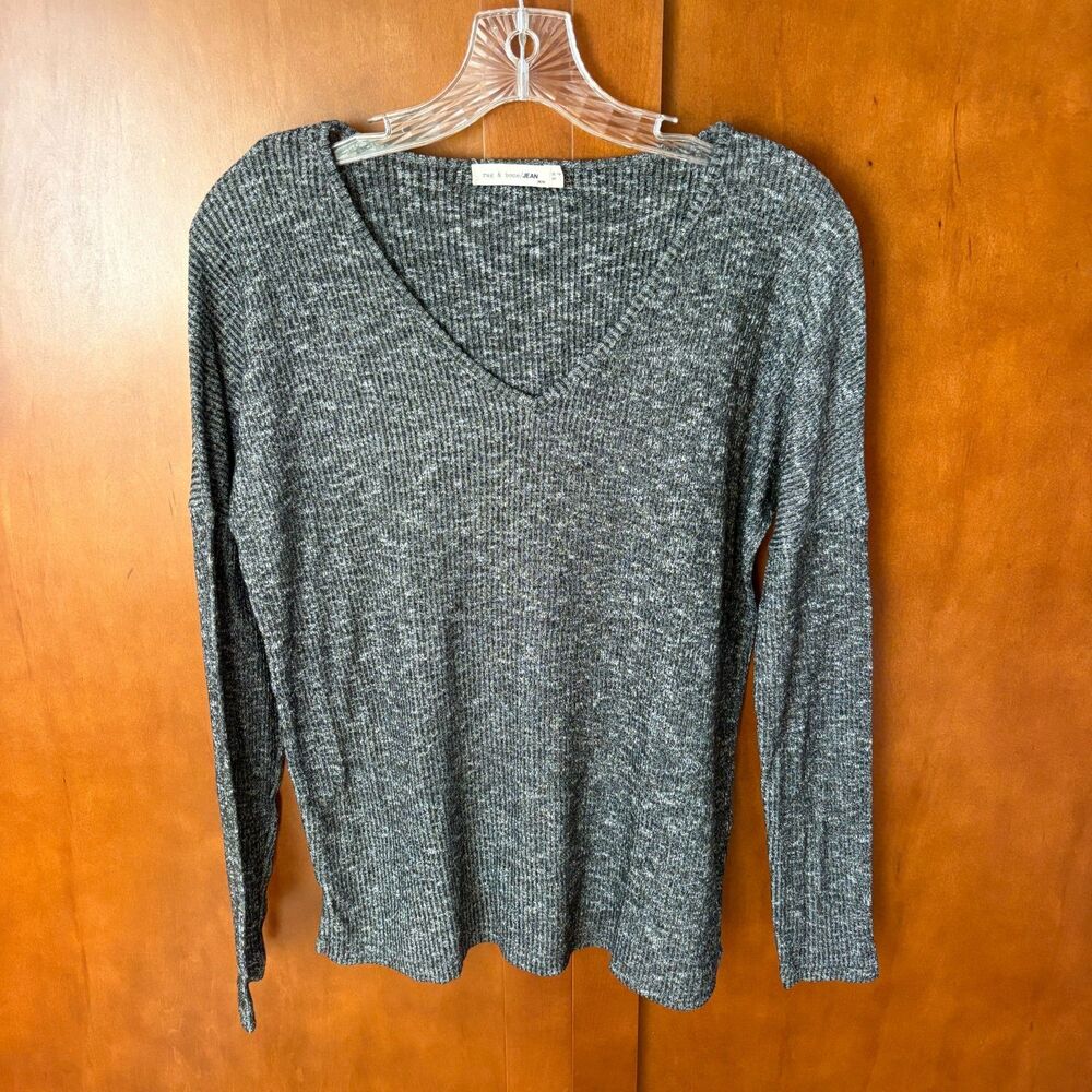 RAG & BONE JEAN Heathered Grey V Neck Long Sleeve BLouse Womens Size Medium